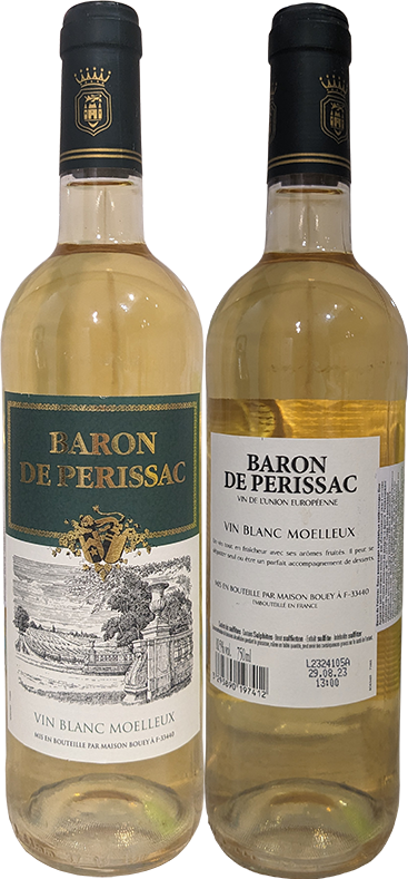 Вино Baron de Perissac Blanc Moelleux в бутылке 0,75 литра