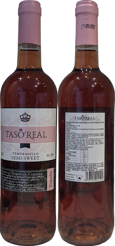 Вино Taso Real Tempranillo Rose Semi-Sweet в бутылке 0,75 литра